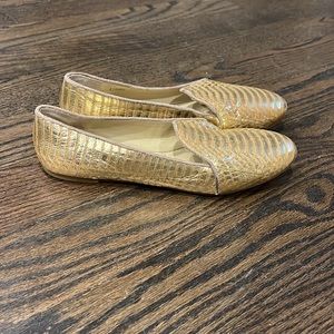 Brian Atwood Gold leather flats